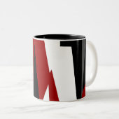 Tasse 2 Couleurs Rouge noir et blanc abstrait (Devant droit)
