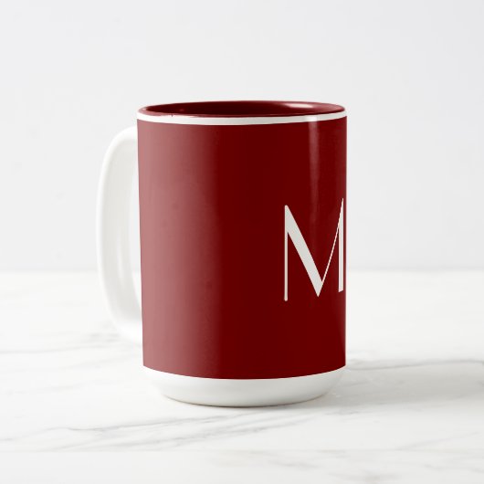 Tasse 2 Couleurs rouge profond - ajouter du monogramme (Devant gauche)