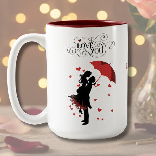 Tasse 2 Couleurs Rouge Romantique Âme Soeur Je T'Aime