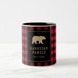 Tasse 2 Couleurs Rouge rustique et noir Buffalo plaqué Nom de famil