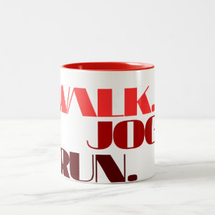Tasse 2 Couleurs ROUGE WALK JOG RUN (police CHUNKY)