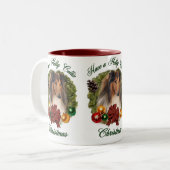 Tasse 2 Couleurs Rough Collie Cadeaux de Noël (Devant gauche)