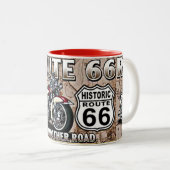 TASSE 2 COULEURS ***ROUTE 66 MUG*** AUTOROUTE LÉGENDAIRE (Devant droit)