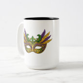 Tasse 2 Couleurs Royal Mardi Gras Crowns and Jewels Pattern Coffee  (Devant gauche)