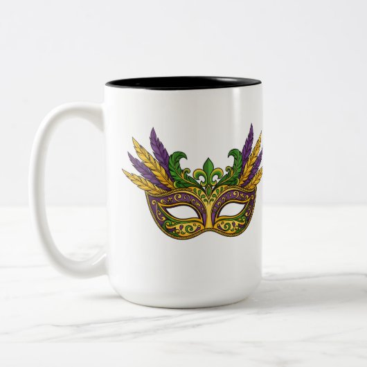 Tasse 2 Couleurs Royal Mardi Gras Crowns and Jewels Pattern Coffee  (Gauche)