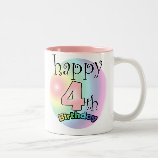 Tasse 2 Couleurs Roze Joyeux 4e anniversaire (Droit)
