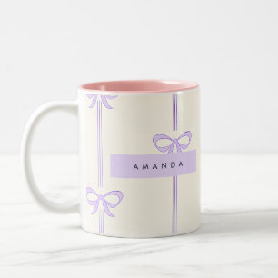 Tasse 2 Couleurs Ruban à nœud pastel lavande Coquette personnalisé