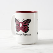 Tasse 2 Couleurs Ruban de conscience de papillon d'anévrisme (Devant gauche)