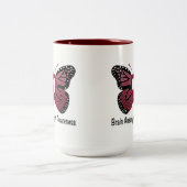 Tasse 2 Couleurs Ruban de conscience de papillon d'anévrisme (Centre)