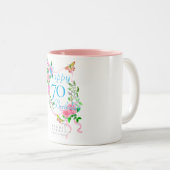 Tasse 2 Couleurs Ruban de rose rose 70 ans (Devant droit)