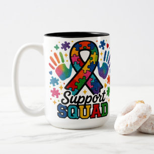 Tasse 2 Couleurs Ruban de sensibilisation au casse-tête de l'équipe