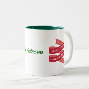 Tasse 2 Couleurs Ruban élégant Joyeux Noël, Bonne Année