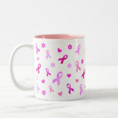 Tasse 2 Couleurs Ruban rose de cancer du sein (Gauche)