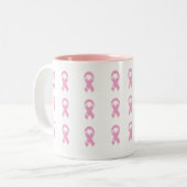 Tasse 2 Couleurs Ruban rose de KRW - conscience de cancer du sein (Devant gauche)