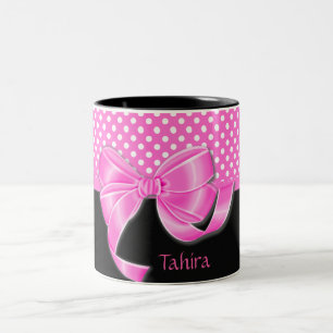Tasse 2 Couleurs Ruban rose et Pois