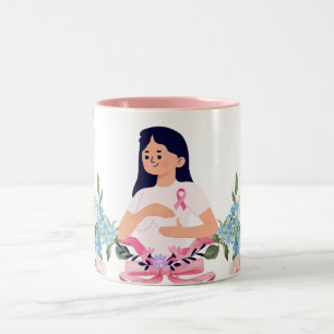Tasse 2 Couleurs Ruban rose pour la sensibilisation au cancer du se