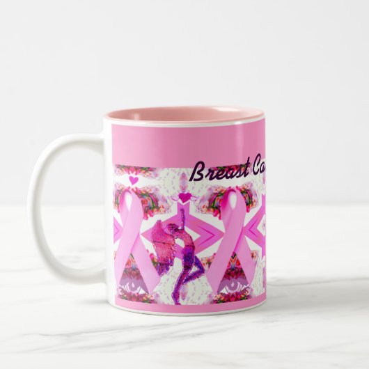 Tasse 2 Couleurs Rubans roses d'amour et d'espoir_ (Gauche)