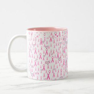 Tasse 2 Couleurs Rubans roses, je me soucie !_
