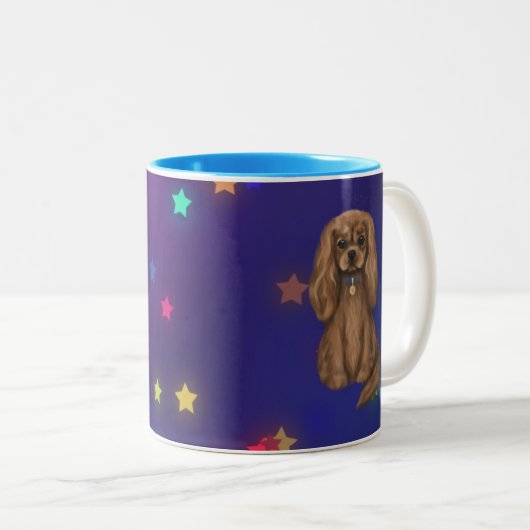 Tasse 2 Couleurs Ruby Cavalier King Charles Spaniel (Devant droit)