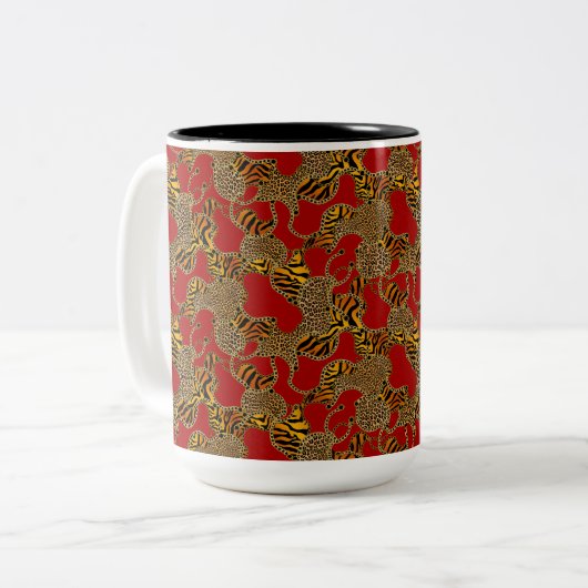 Tasse 2 Couleurs Ruby Léopard Baroque Luxe Or (Devant gauche)