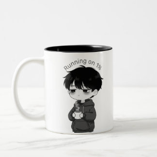 Tasse 2 Couleurs Running on 1 Percent Relatable Chibi Coffee Illust