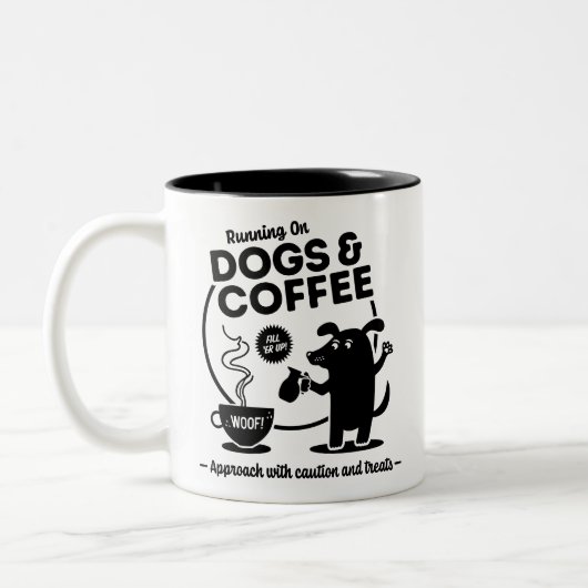 Tasse 2 Couleurs Running on Dogs and Coffee 11 oz. (Gauche)