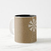 Tasse 2 Couleurs Russe Brown Kraft Ferme Windmill Pays Moderne (Devant gauche)