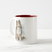Tasse 2 Couleurs Sable Shetland Sheepdog Portrait (Devant gauche)