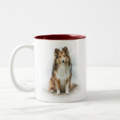 Tasse 2 Couleurs Sable Shetland Sheepdog Portrait (Gauche)