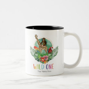 Tasse 2 Couleurs Safari dans la jungle d'un animal sauvage aquarell