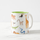 Tasse 2 Couleurs Safari de la Jungle Tropical Animaux sauvages (Devant droit)
