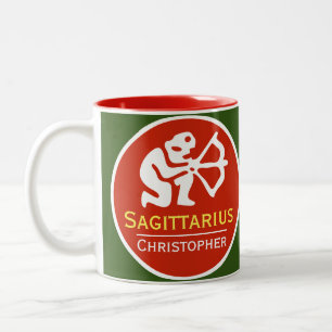 Tasse 2 Couleurs Sagittaire Signe du zodiaque avec le nom du propri