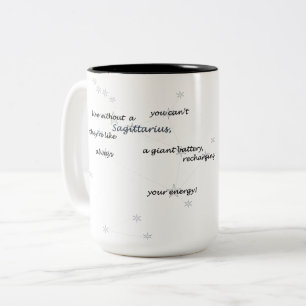 Tasse 2 Couleurs Sagittarius Zodiac Fun Texte pour chaque jour ou c