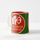 Tasse 2 Couleurs Sagittarius Zodiac Star Signe avec le nom du propr (Devant gauche)