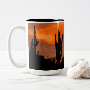 Tasse 2 Couleurs Saguaro Cactus Silhouette Arizona Red Sunset