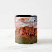 Tasse 2 Couleurs Saguaro Cactus Superstition Mountain Sunset Art (Centre)