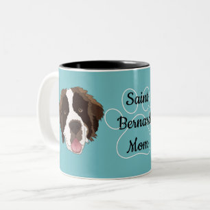 Tasse 2 Couleurs Saint Bernard personnalisé Maman / Papa