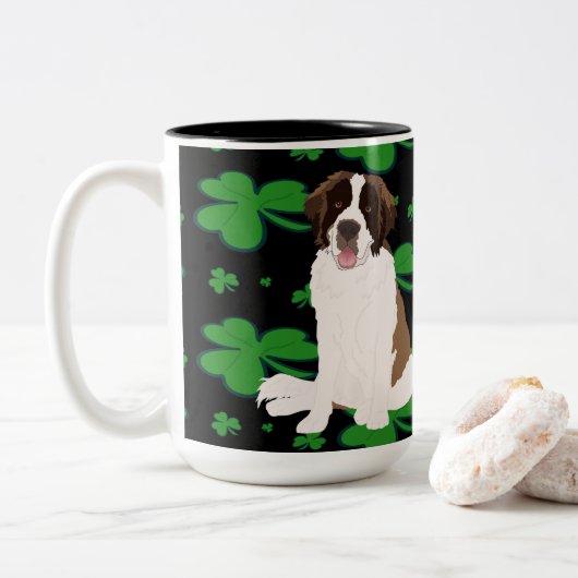 Tasse 2 Couleurs Saint Bernard Saint-Patrick (Avec donut)