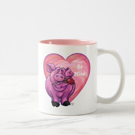 Tasse 2 Couleurs Saint Valentin au cochon (Droit)