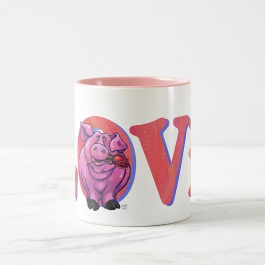 Tasse 2 Couleurs Saint Valentin au cochon (Centre)