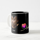 Tasse 2 Couleurs Saint Valentin avec oiseau canari (Devant gauche)