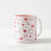 Tasse 2 Couleurs Saint-Valentin romantique - Blanc & Rose (Devant droit)