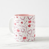 Tasse 2 Couleurs Saint-Valentin romantique - Blanc & Rose (Devant gauche)