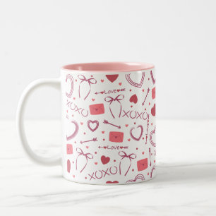 Tasse 2 Couleurs Saint-Valentin romantique - Blanc & Rose