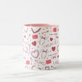 Tasse 2 Couleurs Saint-Valentin romantique - Blanc & Rose (Centre)