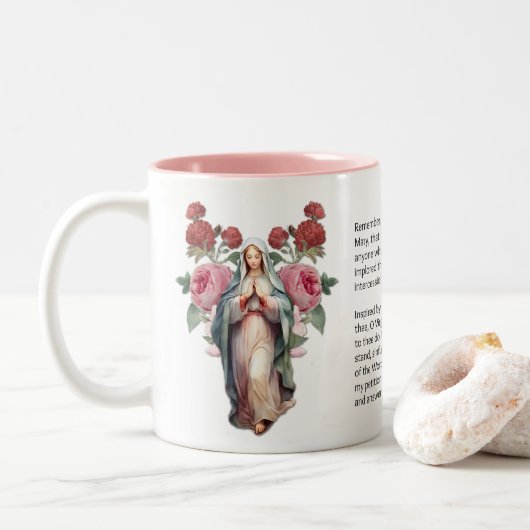 Tasse 2 Couleurs Sainte Vierge Marie Prière commémorative des Roses (Avec donut)