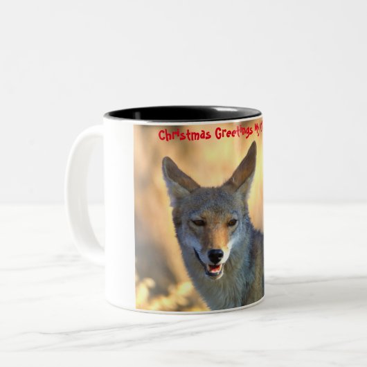 Tasse 2 Couleurs Salutations de Noël Mon Vieux Coyote (Devant gauche)