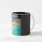 Tasse 2 Couleurs Samos Grèce Minimal Rétro Grèce affiche de voyage (Devant droit)