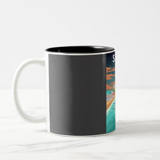 Tasse 2 Couleurs Samos Grèce Minimal Rétro Grèce affiche de voyage (Gauche)