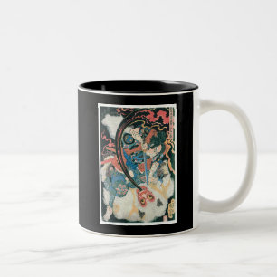 Tasse 2 Couleurs Samouraï tuant un démon, peinture japonaise anci
